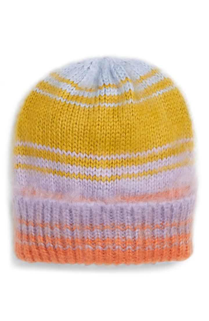 Women's Topshop Brush Stripe Ombre Beanie - Orange