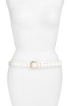 Women's Elise M. Trevor Perforated Leather Hip Belt - White