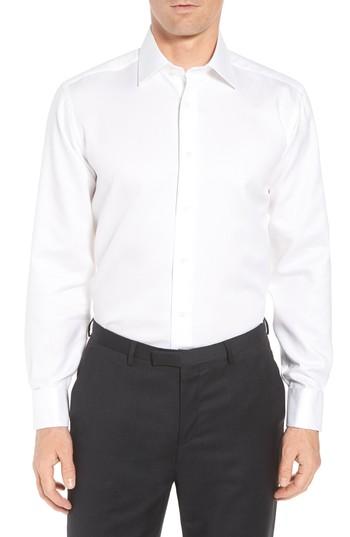 Men's David Donahue Horizontal Twill Regular Fit Tuxedo Shirt 34/35 - White