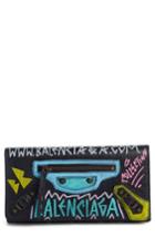 Balenciaga City Graffiti Embellished Calfskin Wallet -