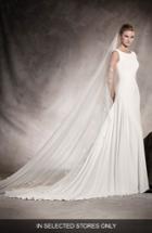 Women's Pronovias Amaya Crepe A-line Gown, Size - Ivory