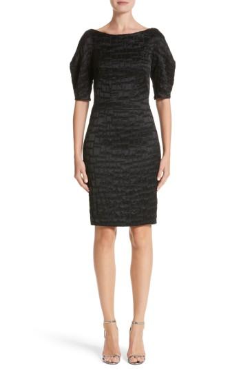 Women's Talbot Runhof Mosaic Jacquard Sheath Dress - Black