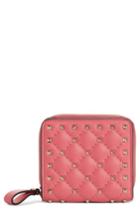 Women's Valentino Garavani Rockstud Matelasse Leather French Wallet -