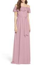 Women's Ceremony By Joanna August Ruffle Off The Shoulder Chiffon Gown