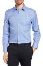 Men's Nordstrom Men's Shop Smartcare(tm) Extra Trim Fit Plaid Dress Shirt .5 32/33 - Blue