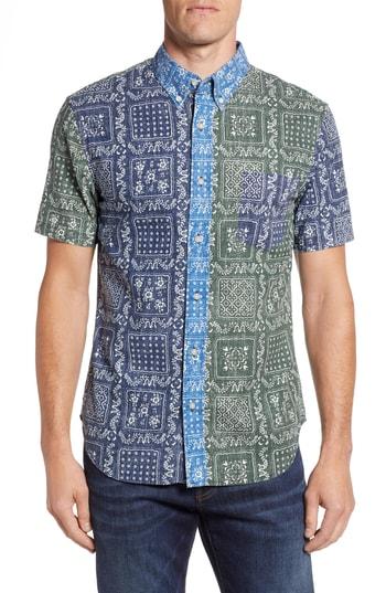 Men's Reyn Spooner Lahaina Colorblock Regular Fit Sport Shirt - Blue
