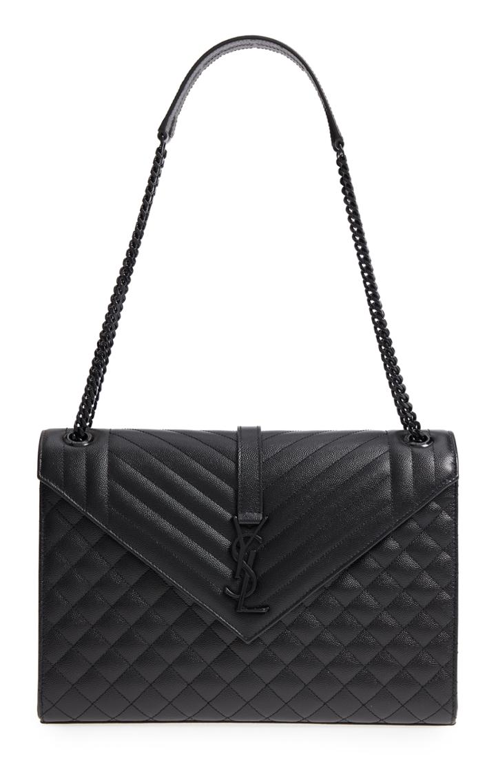 Saint Laurent Large Cassandra Calfskin Shoulder Bag - Black