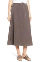 Women's Eileen Fisher Tencel & Linen Midi Skirt, Size - Grey