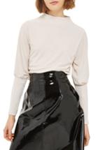 Women's Topshop Twist Mutton Sleeve Top Us (fits Like 0) - Ivory