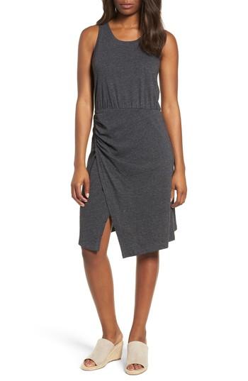 Women's Caslon Racerback Side Ruched Cotton Blend Tank Dress - Black