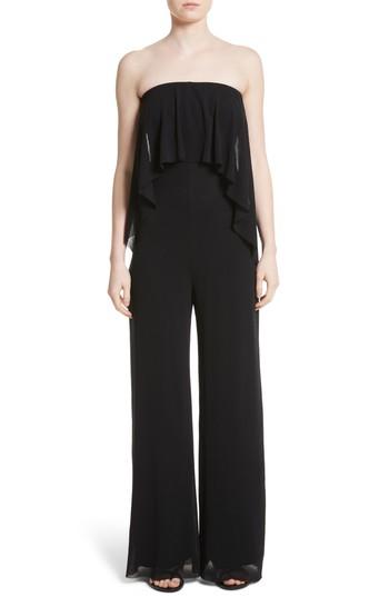 Women's Fuzzi Popover Strapless Floral Print Tulle Jumpsuit