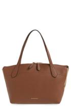 Burberry Welburn Check Leather Tote - Brown