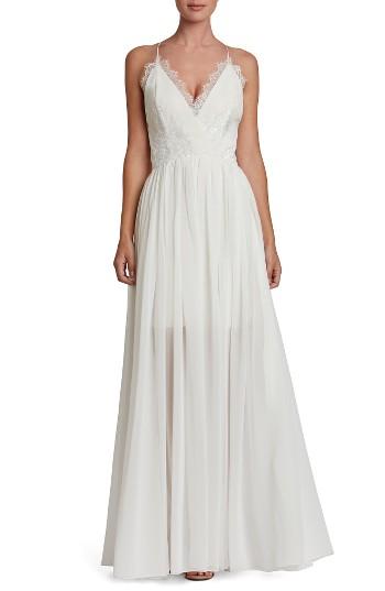 Women's Dress The Population Chloe Lace & Chiffon Gown - Ivory
