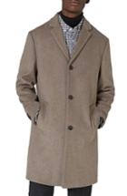 Men's Topman Classic Fit Overcoat, Size - Brown