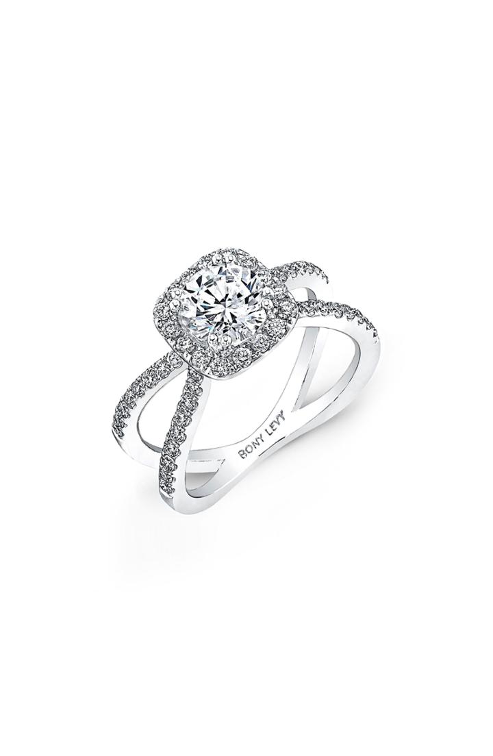 Women's Bony Levy Pave Diamond Split Shank Round Engagement Ring Setting (nordstrom Exclusive)