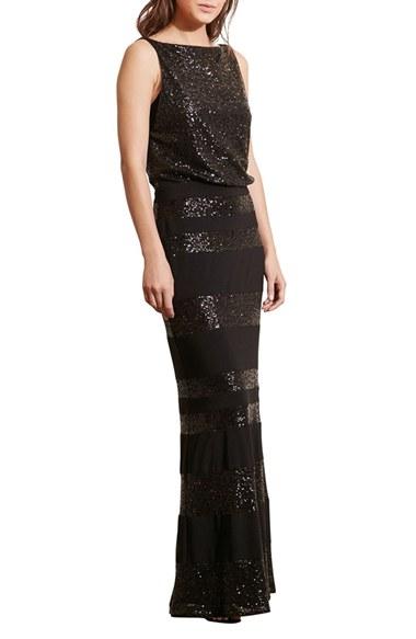 Women's Lauren Ralph Lauren Sequin Mesh Blouson Gown
