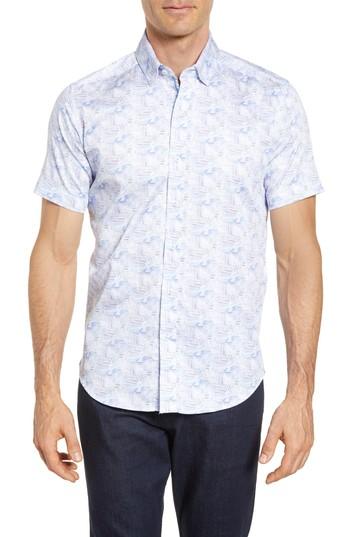 Men's Robert Graham Gilby Print Sport Shirt, Size - White