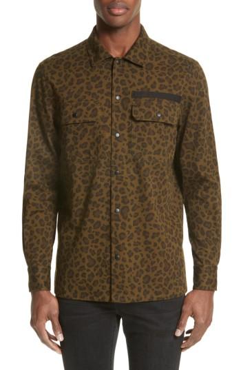Men's Ovadia & Sons Parachuters Leopard Print Shirt - Black