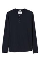 Men's Reigning Champ Long Sleeve Henley T-shirt, Size - Blue