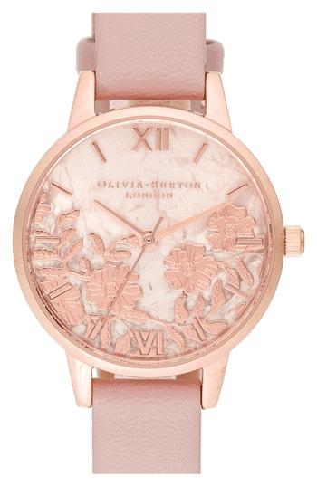 Women's Olivia Burton Lace Faux Leather Strap Watch, 30mm
