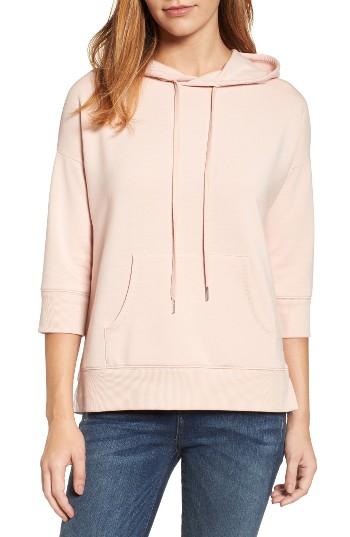 Women's Caslon Woven Inset Knit Hoodie, Size - Pink