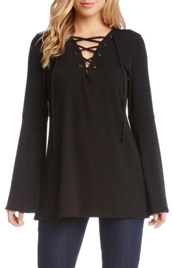 Women's Karen Kane Bell Sleeve Lace-up Top - Black