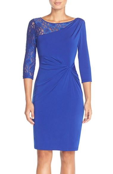 Women's Ellen Tracy Lace Sleeve Jersey Sheath Dress