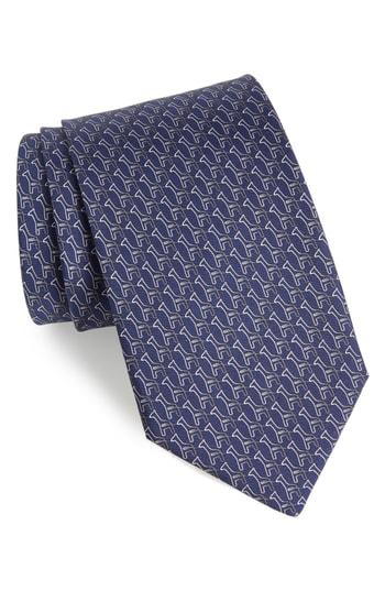 Men's Salvatore Ferragamo Fiona Print Silk Tie, Size - Blue