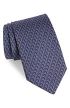 Men's Salvatore Ferragamo Fiona Print Silk Tie, Size - Blue
