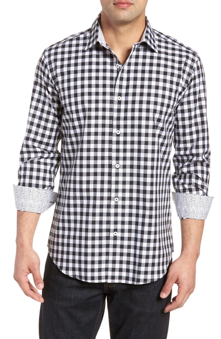Men's Bugatchi Woven Sport Shirt - Black