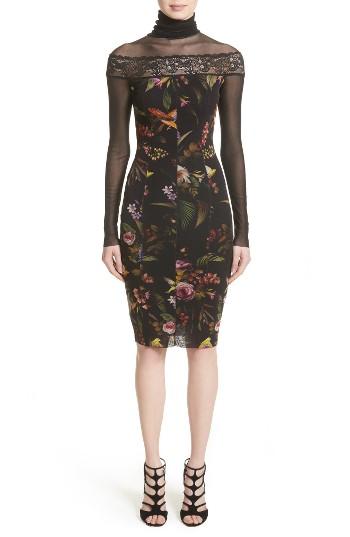 Women's Fuzzi Tulle Turtleneck Sheath Dress - Black