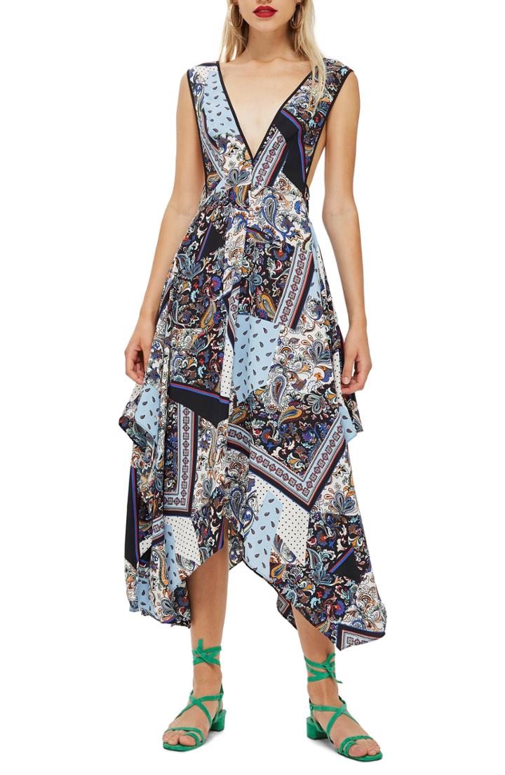 Women's Topshop Pinafore Midi Dress Us (fits Like 0-2) - Blue