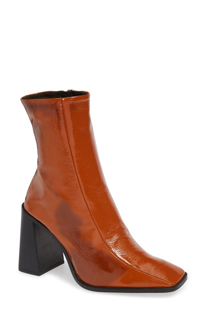 Women's Topshop Hurricane Leather Bootie .5us / 39eu M - Brown