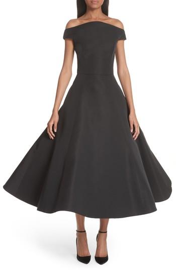 Women's Christian Siriano Strapless Flare Skirt Silk Cocktail Dress (fits Like 4-6) - Black
