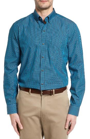 Men's Cutter & Buck Quintin Classic Fit Gingham Sport Shirt - Blue