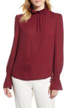 Women's Vince Camuto Smocked Neck Blouse, Size - Red