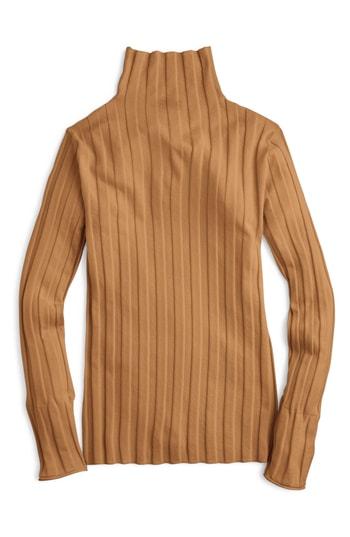 Women's J.crew 365 Stretch Ribbed Turtleneck Sweater - Brown