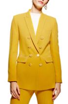 Petite Women's Topshop Satin Trim Tuxedo Jacket P Us (fits Like 00p) - Yellow