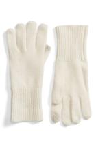 Women's Halogen Rib Knit Cashmere Gloves, Size - Ivory