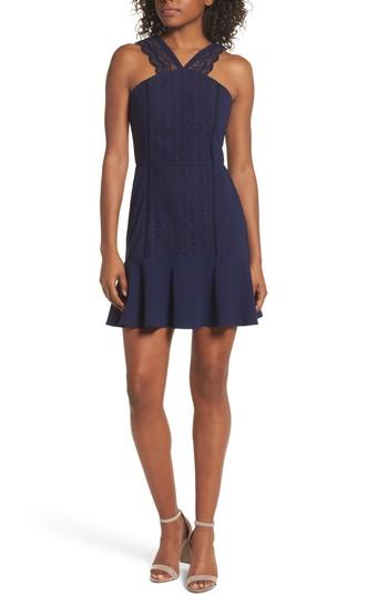 Women's Greylin Mila Lace Fit & Flare Dress - Blue