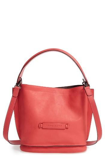 Longchamp '3d' Leather Crossbody Hobo - Pink
