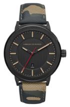 Men's Ax Armani Exchange Camo Leather Strap Watch, 44mm