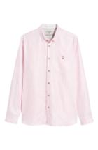 Men's Ted Baker London Linlins Herringbone Cotton & Linen Sport Shirt (m) - Pink