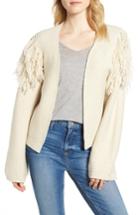 Women's Hinge Fringe Detail Cardigan, Size - Ivory