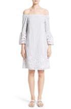 Women's Lafayette 148 New York Palmira Stripe Off The Shoulder Dress