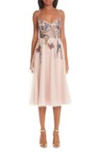 Women's Patbo Beaded Floral Bustier Tea Length A-line Dress Us / 38 Br - Pink