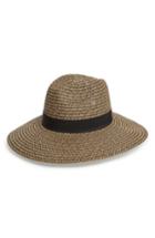 Women's Sole Society Woven Straw Sun Hat - Black
