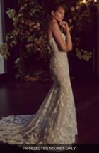 Women's Bliss Monique Lhuillier Strapless Lace Trumpet Gown, Size In Store Only - White