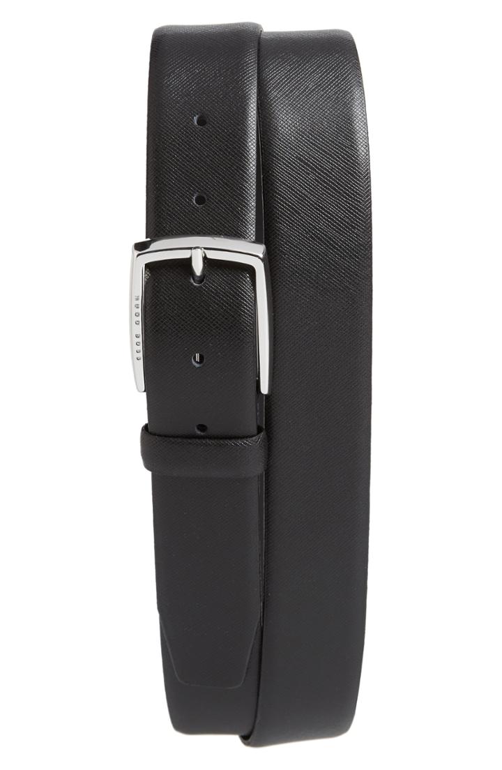 Men's Boss Celie Saffiano Leather Belt - Black