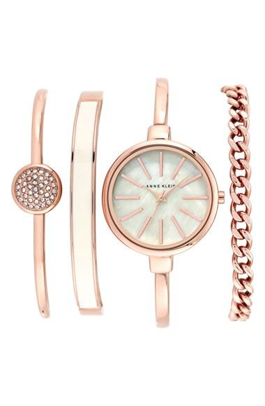 Women's Anne Klein Round Watch & Bangle Set, 32mm